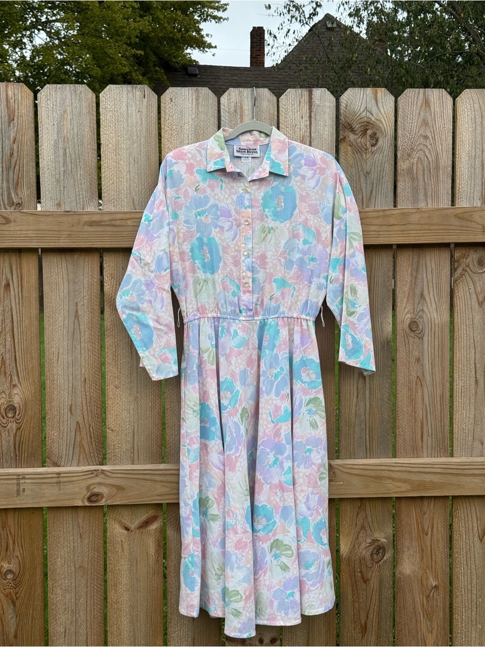 Vintage The American Shirt Dress Women’s 8/10 Medium Floral Midi Dress Button Up